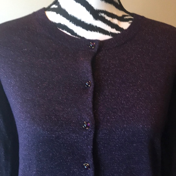 Talbots sparkly purple cardigan sweater size Small - Picture 2 of 6